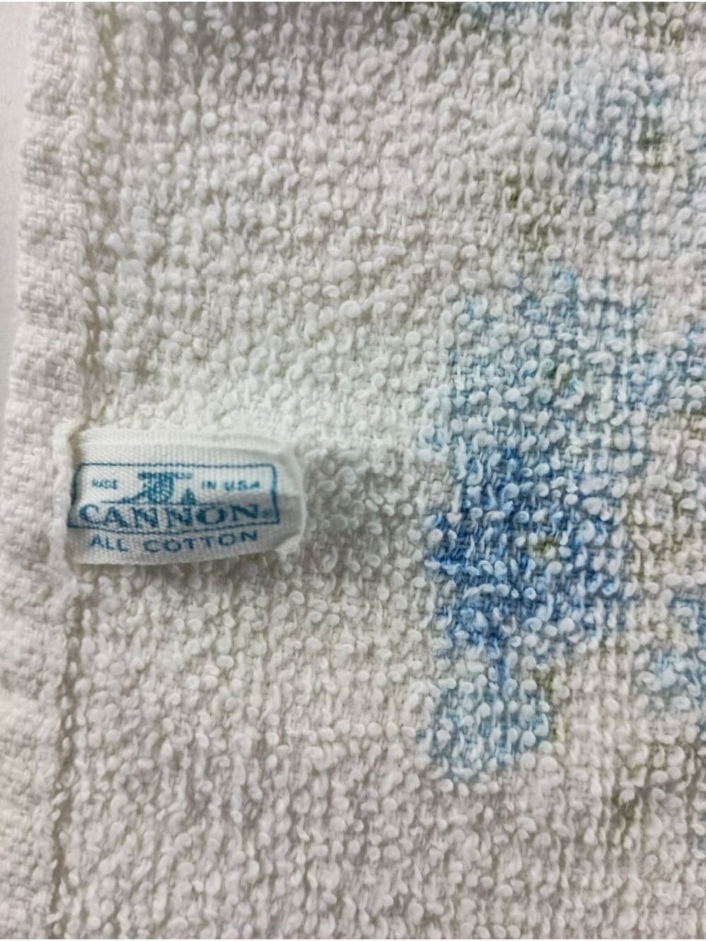 Cannon Towels 70s Retro Blue Floral Fringe set of 2 Vintage - Picture 4 of 4